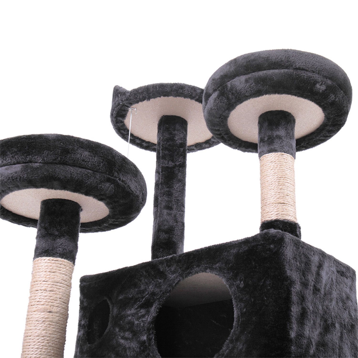 Pefilos 42" Cat Tree Tower, Small Cat Condo with Curved Metal Supporting Frame, Cat Tree House with Perch and Hanging Ball, Gray Pefilos 42" Cat Tree Tower, Small Cat Condo with Curved Metal Supporting Frame, Cat Tree House with Perch and Hanging Ball, Gray