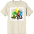 thumbnail image 3 of Colorful Eiffel Tower Adult Natural Crew Neck Short Sleeve Tee-Large, 3 of 4