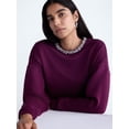 thumbnail image 4 of Scoop Women's and Women's Plus Scubaknit Embellished Sweatshirt, Sizes XS-4X, 4 of 6