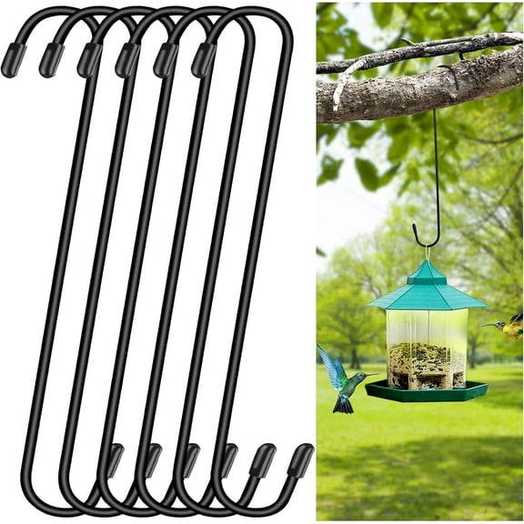 6 Pack 14 inch S Hooks for Hanging Plant Heavy Duty Extension S Hook for Hang Brsket,Bird House,Clothes,Kitchenware,Garden,Patio