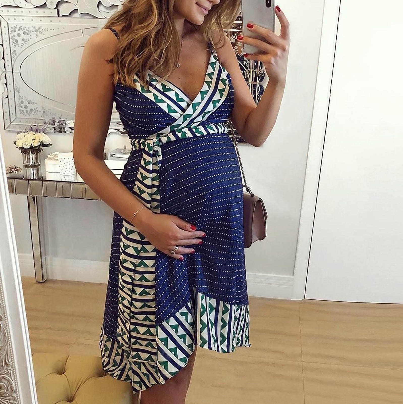 Simplmasygenix Women's Maternity Short Sleeve Dresses Summer Clearance  Clothing Ladies Summer Fashion Solid Color Print Pregnant Woman Clothe  Breastfeeding Dress 