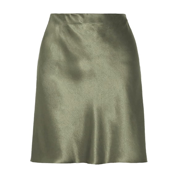 Bibifish Womens Straight Skirts Satin Elastic High Waist Solid Mini A Line Skirts Zipper Daily Casual Street Comfortable Skirts