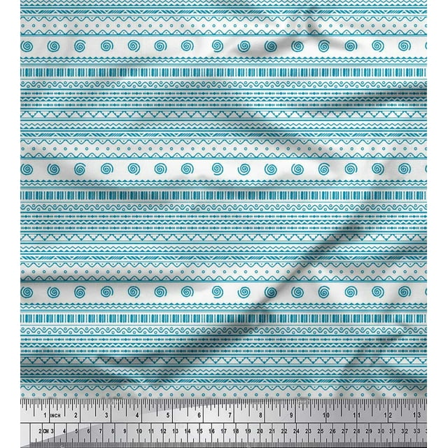 Soimoi Blue Georgette Viscose Fabric African Tribal Decor Fabric Printed Yard 42 Inch Wide