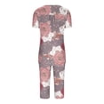 thumbnail image 2 of Sexy Pijama Conjunto para las Mujeres Cuello Redondo Blusa de Manga Corta Y Pantalones, Traje de Moda Casual para el Hogar Y Diario, 2 of 4