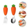 thumbnail image 3 of WHAMVOX 2Pcs Toddler Eating Silverware Silicone Orange Forks For On-the-Go Use, 3 of 8