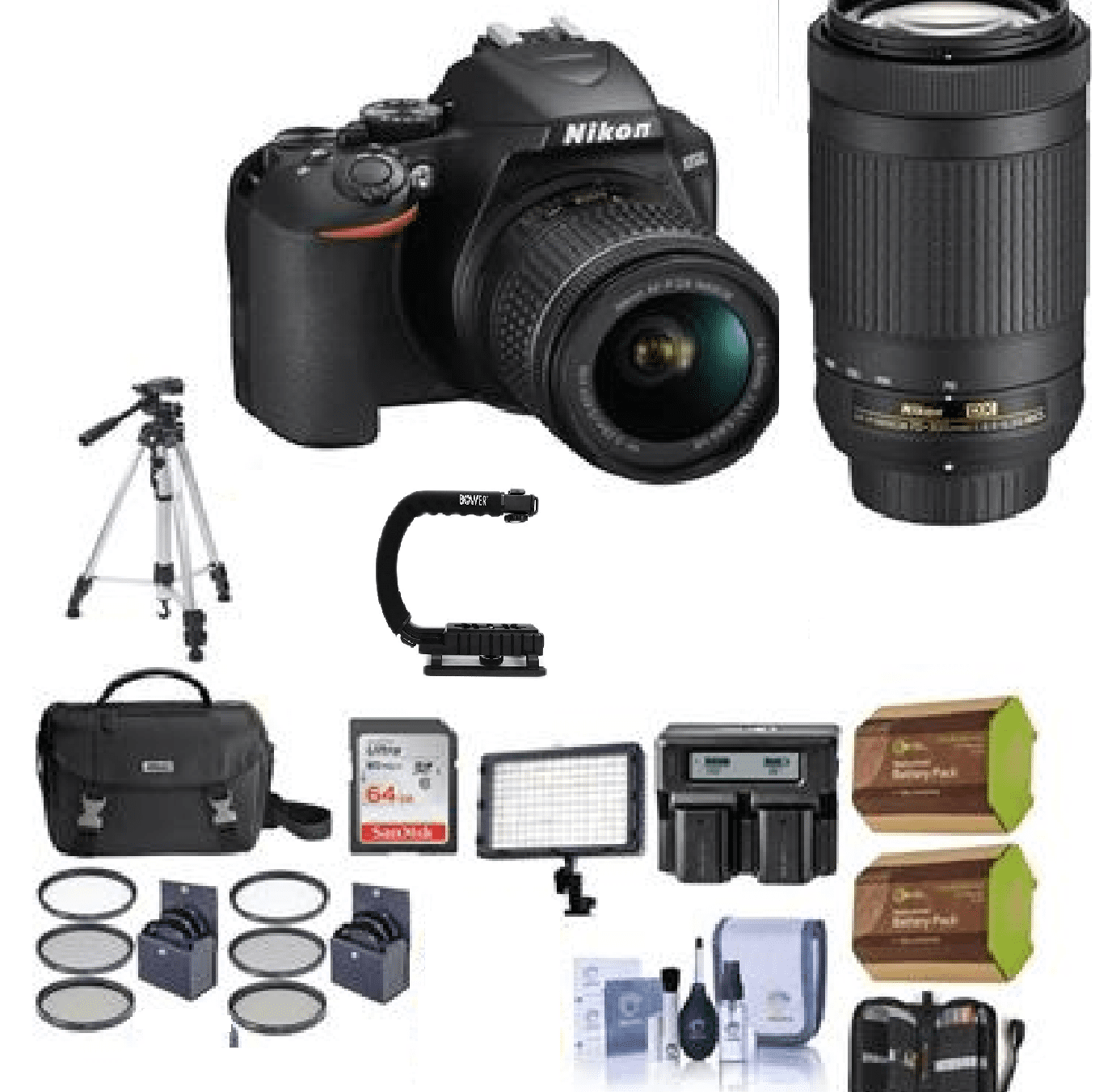 Nikon D3500 24MP DSLR Camera with NIKKOR 1855mm and 70300mm Lens W