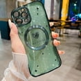thumbnail image 4 of iPhone 14 Pro Max Magnetic Case, Compatible with MagSafe, Luxury Plating Cute Love Heart Bling Star Phone Case for Women Girls, Soft TPU Full Camera Shockproof Protective Clear Case (Green), 4 of 14