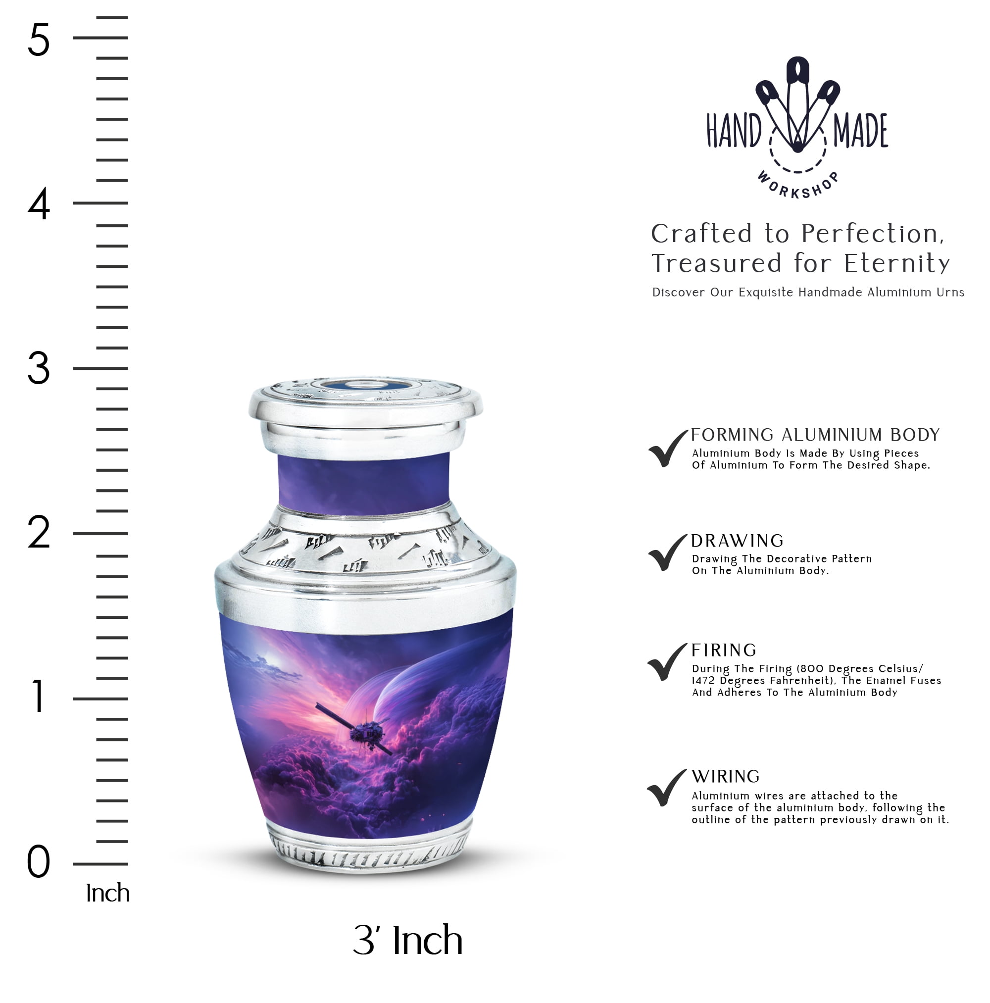 MUKTIVE Spaceship Memorial Urn for Human Ashes for Husband & Wife - Mini Cremation Urns for Adult Male & Female - Miniature Urn for Humans - 3 Inch