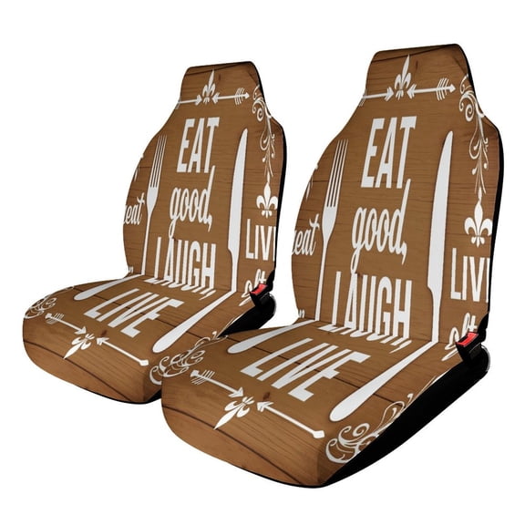 Live Eat Laugh Art Print-1 Car Seat Covers Car Accessories Pack of 2 Universal Front Seat Protective Cover