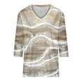 thumbnail image 3 of BangWanChi 3/4 Length Sleeve Womens Tops Plus Size Tunic Fashion Woman Casual V Neck Printing Blouse 3/4 Sleeve T-Shirt Summer Tops, 3 of 5