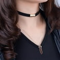 thumbnail image 2 of Black Choker Necklace Hexagonal Crystal Necklace Pendant for Women Pink Quartz Stone Pendant Necklace Adjustable Collar Fashion Jewelry, 2 of 4