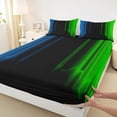 thumbnail image 3 of jejeloiu Geometric Stripes Lines Twin Sheet Sets,Green Black Blue Bedding For Men Women 3-Piece, 3 of 7