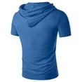 thumbnail image 6 of HomeDM Men's Workout Shirts with Hoods, Athletic Muscle Short Sleeve Running Slim Fit Tee Shirts, Blue, 6 of 6