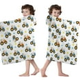 thumbnail image 4 of Cartoon Tractors Stars White Pattern Hooded Bath Towel，50"x30" for Ages 3 To 12 Kids, Quick Dry Lightweight Soft Microfiber Hood Beach Towel Cover Up for Kids, 4 of 7