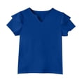 thumbnail image 6 of Grblisyd Girls' V-Neck Ruffle Top Casual Cute T Shirts Loose Fit Short Sleeve Tee Tops Fashion Solid Tops Blouses Royal Blue 11-12Y, 6 of 6
