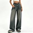 thumbnail image 4 of Yangnuo Women High Waist Pleated Gradient Washed Wide Leg Jeans Loose Fit Casual Denim Long Pants With Pockets, 4 of 5