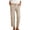 Khaki03, variant on Karymi Capri Pants for Women Solid Fake Linen Mid Rise Button Zip Fly Slim Straight Leg Cropped Ankle Length Casual Trouser Pants with Front Slant Pockets Women Clothing
