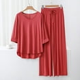 thumbnail image 2 of AWZXDE Women's Comfortable V-Neck Set Solid Color Relaxed Fit Top with Drawstring Waist Pants Brick Red,XL, 2 of 3