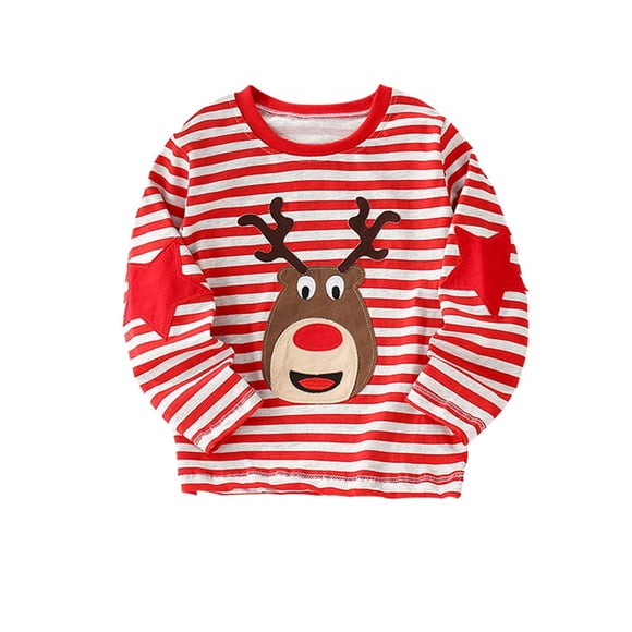 FhsagQ Tops Girls Shirts Size 10-12 Spring Kids Girls and Boys Christmas Shirt Long Sleeve Striped Patchwork T Shirt Girls Christmas Shirts Size 12-14 Red 6-7 Years