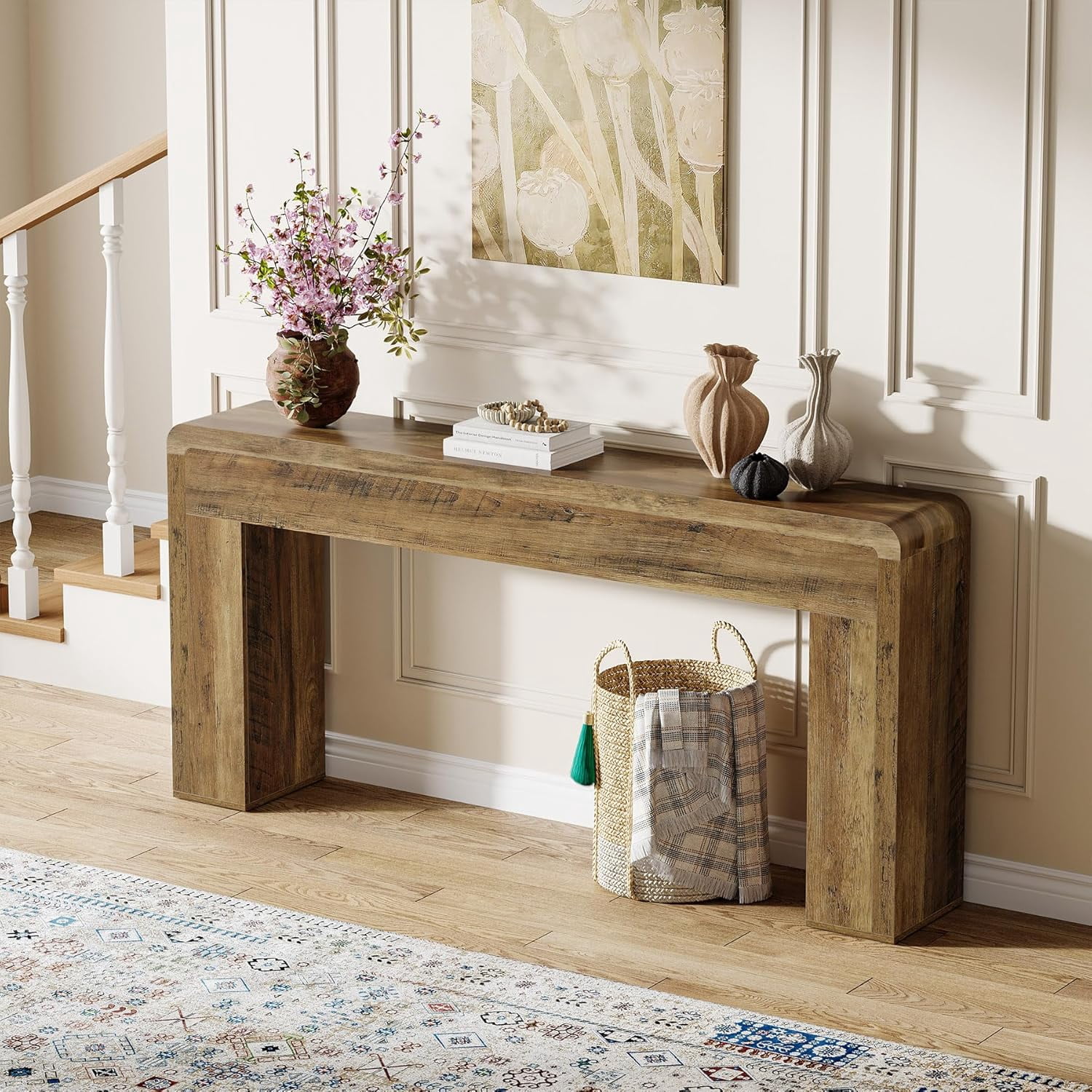 Tribesigns 70.9-Inch Extra Long Console Table, Rustic Wooden Sofa Table Behind Couch for Living Room, Entryway, Hallway, Foyer (Brown)