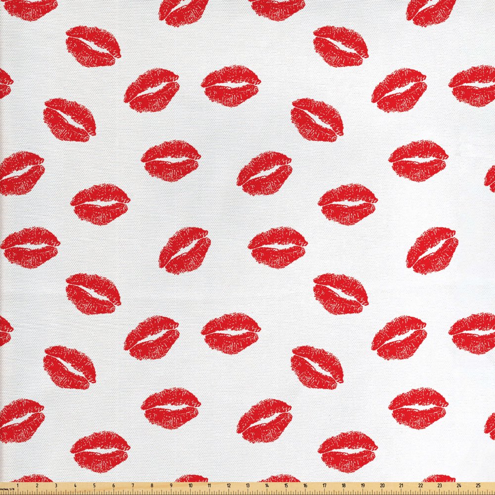 Lips Fabric by The Yard, Kisses Imprint Inspired Repeating Pattern on