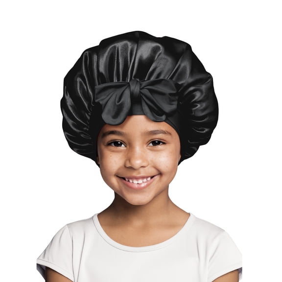 Red by Kiss Kids Satin Adjustable Tie Bonnet, Black