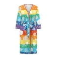 thumbnail image 3 of Yuyamidu Rainbow Stripes Robe for Women After Shower Heart Womens Bath Robes Female Spa Bathrobe V-Neck Nightgowns Dress for Sleep Party Valentine's Day Casual Longwear Size XL, 3 of 7