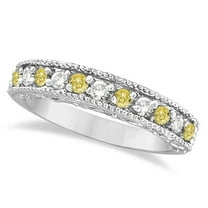 Fancy Yellow Canary and White Diamond Ring Band 14k White Gold (0.50ct)