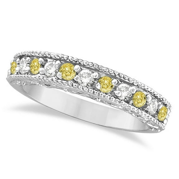 Fancy Yellow Canary and White Diamond Ring Band 14k White Gold (0.50ct)