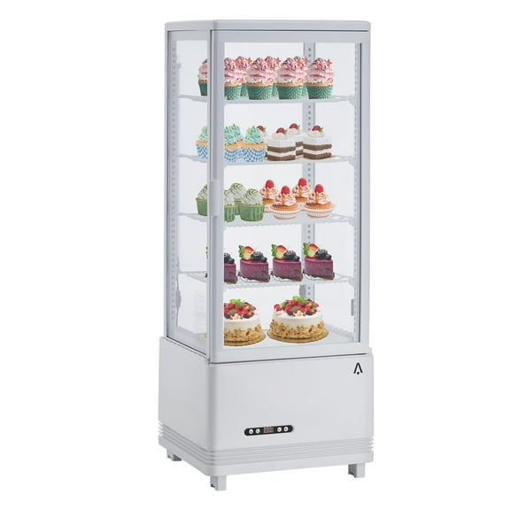 Commercial Refrigerator - 3.46 cu.ft. 98L, Upright Beverage Cooler, Countertop Design with LED Light, Ideal for Home, Store, Gym, Office, and Cafe Restaurant