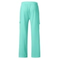 thumbnail image 5 of Kureaily Summer Lightweight Casual Pants With Multiple Pockets Solid Color Comfortable Breathable Loose Fit Straight Leg Trousers For Outdoor Travel Hiking Everyday Wear Cargo Pants,XX-Large/(Green), 5 of 5