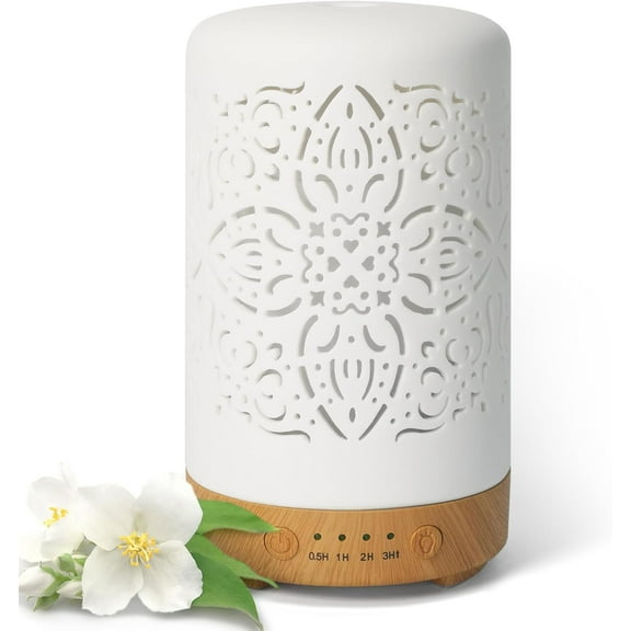 Essential oil diffuser, white ceramic diffuser, 100ml timer