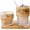 blue 1, variant on 2 Pack Cute Glass Cup Floral Drinking Glasses for Iced Coffee | Thick Sturdy/Clear / of the Valley / pretty/Juice Milk Latte Flower Glassware Drinkware/Stackable