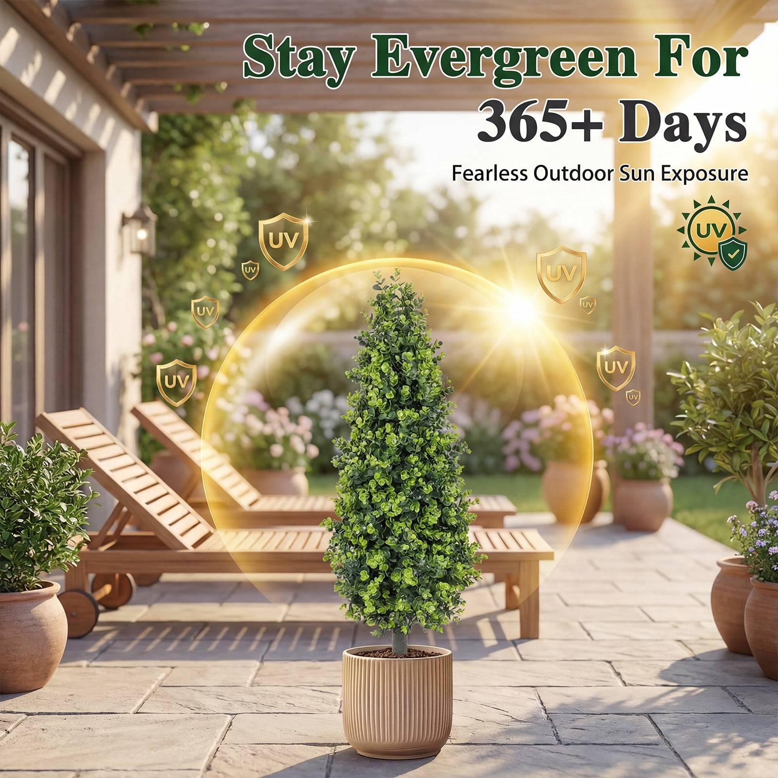 THE BRIVE 3ft Green Money Grass Cone Topiary Trees,Set of 2 UV Resistant Artificial Eucalyptus with Ground Spike, Realistic Shrubs for Outdoor Front Porch Patio Garden Decor