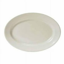Tuxton China TRE-012 Reno 10.5 in. x 7.38 in. Wide Rim Platter - White Porcelain  - 2 Dozen