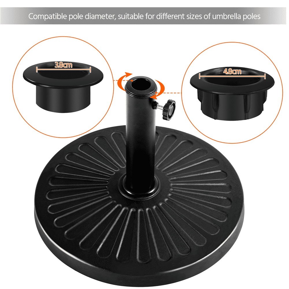 Alden Design 17.5 lbs Black Round Resin and Iron Patio Umbrella Base with Water Resistant