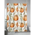 thumbnail image 5 of Fsddascl Orange Pumpkins Fall Shower Curtain Set - Small 36" x 72" Washable Bathtub Curtain with 12 Hooks, Thanksgiving Green Leaves Autumn Waterproof Fabric Stall Shower Curtains for Bathroom, 5 of 6
