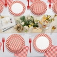 thumbnail image 3 of 100 Pcs Red Checkered Plates and Napkins, Red and White Checkered Plates Scalloped Plaid Plate for Dinner Birthday Baby Shower Wedding Supplies 20 Guests, 3 of 7