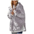 thumbnail image 2 of Fnooota Womens Puffer Jacket, Warm Mid Length Zip up Hooded Winter Coats Outerwear Khaki Size XL, 2 of 6