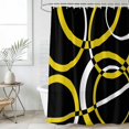 thumbnail image 6 of Polyester Fabric Yellow Geometric Shower Curtain, Modern Abstract Simple Lines Black Waterproof Bathtub Curtain Bathroom Decor Set with Hooks 72 x 72 Inches, 6 of 6