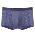 thumbnail image 2 of zeranth Men Boxers Elastic Mid Waist Solid Color Ice Silk Mesh Seamless Soft Breathable U Convex Quick Dry Moisture-wicking Firm Stitching Men Underpants Underwear, 2 of 7