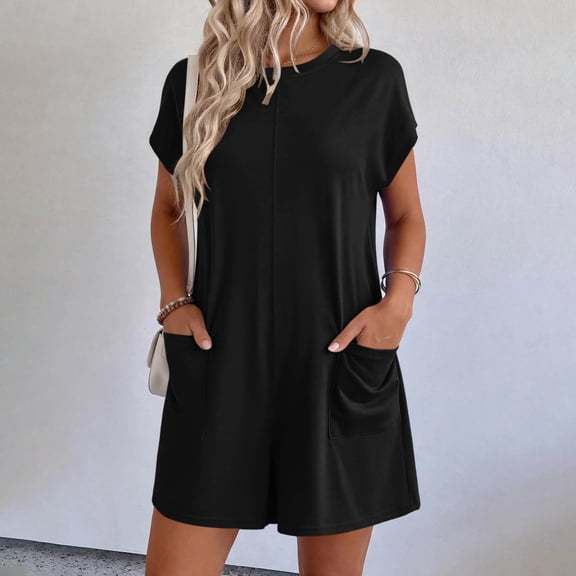 DailyTrove Women's Loungewear Romper, Short-Sleeve Casual Playsuit with Shorts