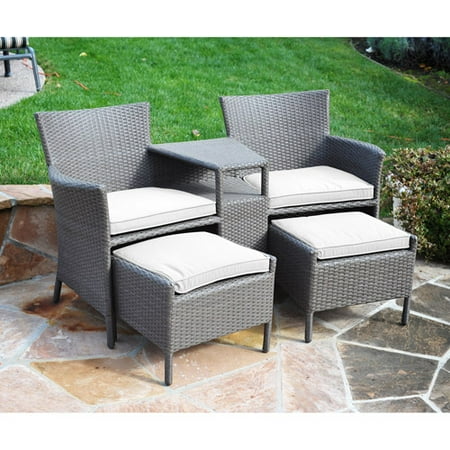 Wicker Tete-a-Tete Seating Set, Deep Brown