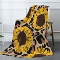 thumbnail image 3 of XMXT Flannel Throw Blanket, Leopard Sunflower Print Throw Blankets for Bed Couch Living Room, 50 x 70 inches, 3 of 9