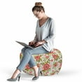 thumbnail image 2 of Floral Pouf Cover with Zipper, Illustration of Continuous Romantic Pattern with Spring Flowers, Soft Decorative Fabric Unstuffed Case, 30" W X 17.3" L, Multicolor, by Ambesonne, 2 of 5