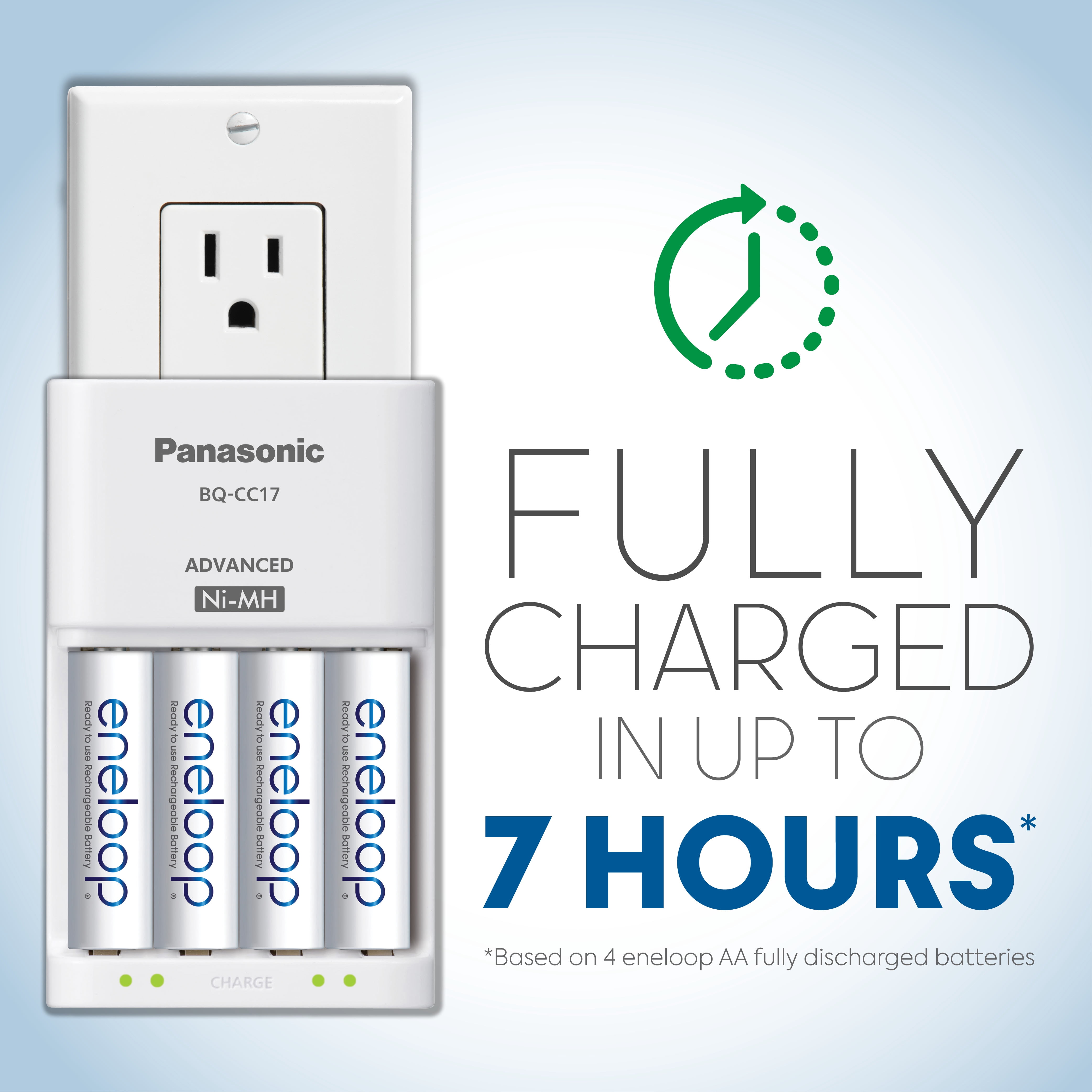 Panasonic K-KJ17MCA4BA Individual Battery Charger Pack w/4 AA Eneloop NiMH Rechargeable Batteries
