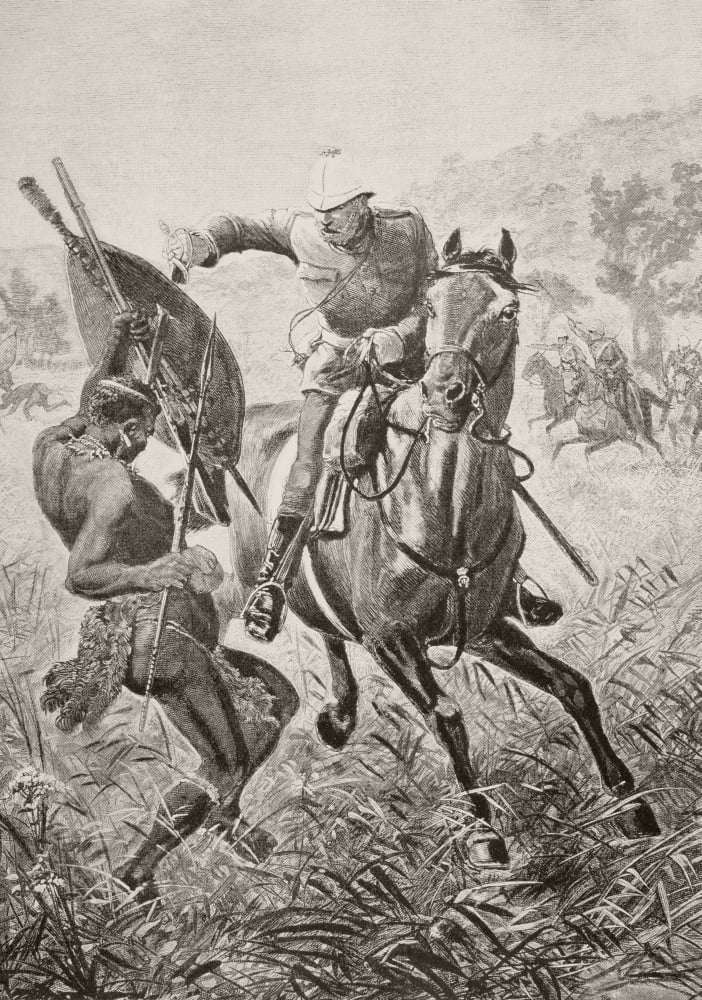 An English Cavalryman Attacks A Zulu Warrior During The Anglo-Zulu War Of 1879 From Afrika Dets Opdagelse Erobring Og Kolonisation Published In Copenhagen 1901 Canvas Art - Ken Welsh Design Pics (24