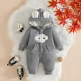 thumbnail image 2 of Wdgfv Girls' Soft Onesie Baby Girls Long Sleeve Hooded Bodysuit Winter Cloud Embroidery Zip Up Romper Soft Comfortable Casual Outfit Grey 3-6 Months, 2 of 9