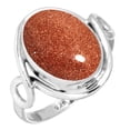 thumbnail image 1 of 925 Sterling Silver Ring For Women - Teens Brown Gold Sunstone Gemstone Silver Ring Size 5.5 Costume Silver Ring Size 5.5 Thanksgiving Gift For Girl Friend Gemstone 925 Silver Jewelry, 1 of 5