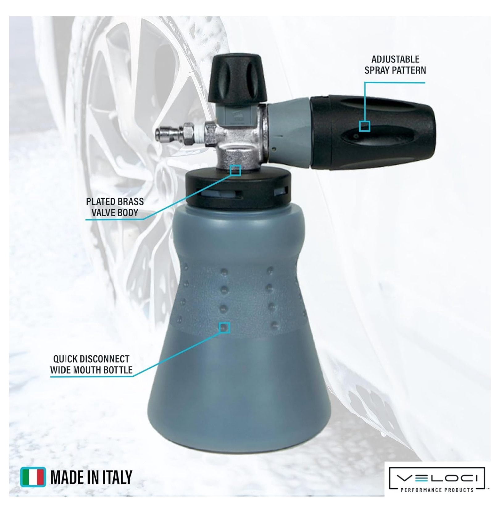 PF22 Foam Cannon for Pressure Washer - Wide Mouth Bottle - 32oz - Adjustable Spray - 1100-5000 PSI - Car Wash, Boat, Siding & More